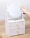 Gwezmxs Mini Make Up Schminktisch Organizer mit Spiegel & Schubladen für Kinder/Girls - Weiß, 17x13x27cm