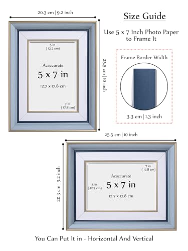 Image of GOLDEN PEACOCK Antique Blue & White Photo Frame 5x7 Inch
