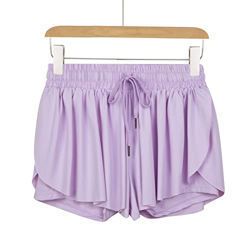 Image of Flowy Athletic Shorts for Women Gym Yoga Workout Running Biker Spandex Butterfly Tennis Skirts Cute Clothes Summer
