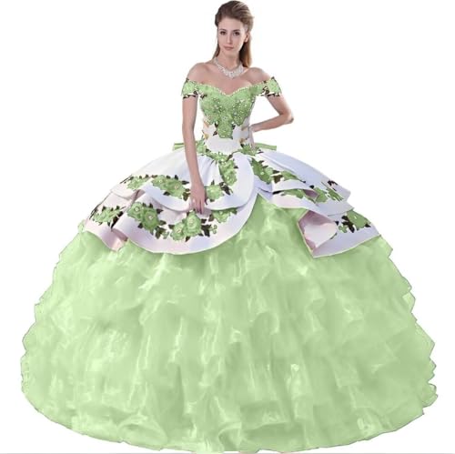 Sweet 16 Party Dress Mauuwy Vintage Flowers Embroidery Quinceanera
