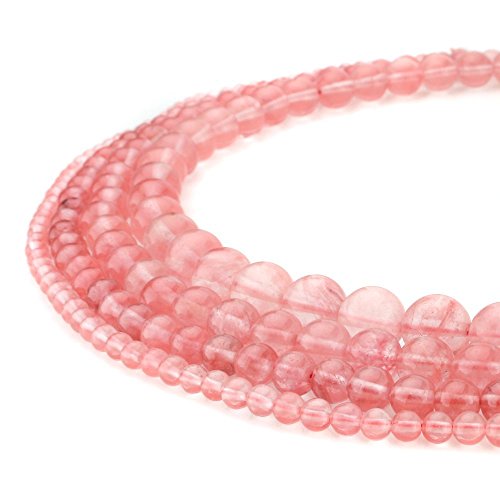 RUBYCA Watermelon Red Cherry Quartz Man-Made Glass Gemstone Round Loose Beads Jewelry Making 1 Strand 10mm