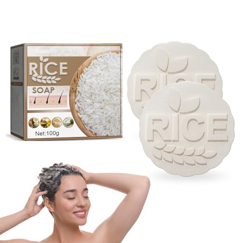 100g*2 Hair Shampoo Bar, Barras de Champú de Agua de Arroz para el Crecimiento y Fortalecimiento del Cabello, Jabón Anticaída, Anticaspa, Jabón Champú para el Crecimiento del Cabello soap-1