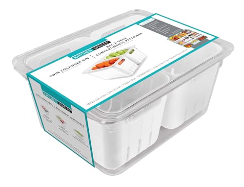 Kitchen Spaces Twin Colander Stackable Food Storage Organizer for Fridge,