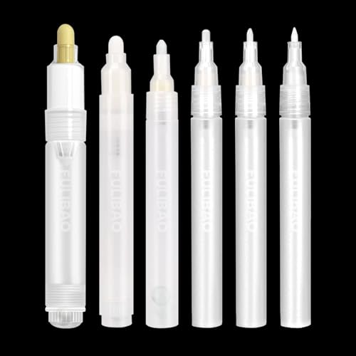 Marqueurs de peinture acrylique vides rechargeables Lot de 6 pointes du 0.5 au 8mm