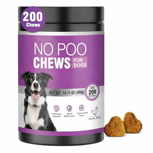TTIXRL Coprophagia Deterrent for Dogs-200 Chews No Poop Eating Deterrent for Dog-Prevent Stop Dogs from Eating Poop Supplement-Breath Freshener-No Poo Chews with Digestive Enzymes&Probiotics-Chicken