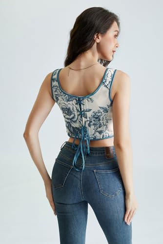Image of Scarlet Darkness Corset Tops for Women Renaissance Floral Bustier Tops