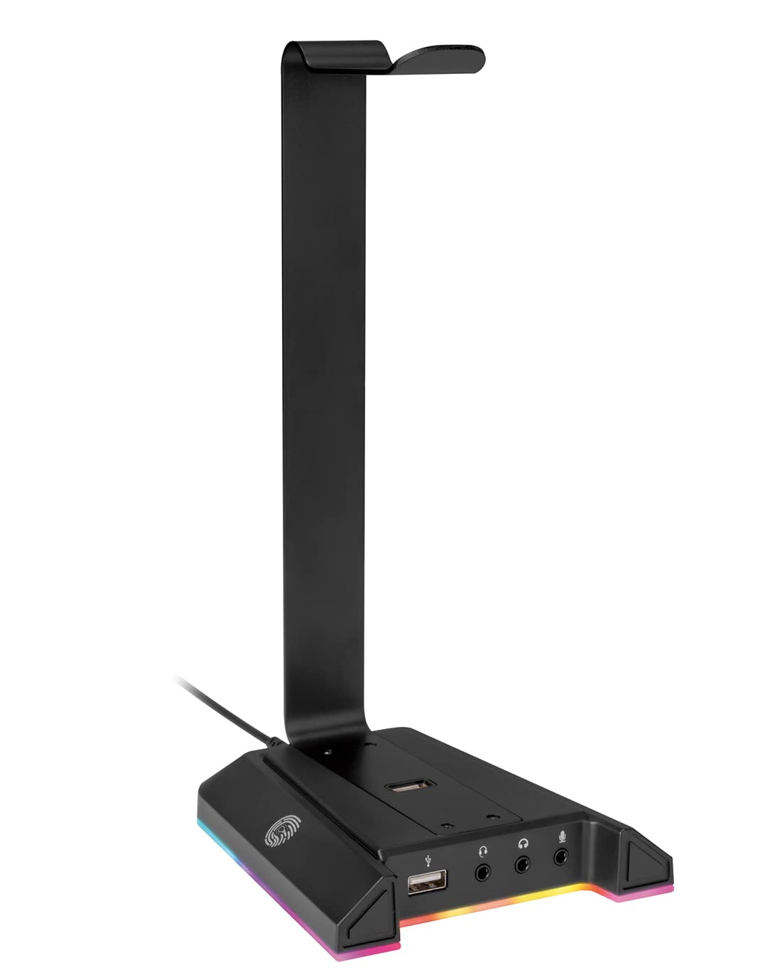 my wall HK2L - Soporte para Auriculares con Efecto de luz RGB y Efecto Envolvente Virtual 7.1, con 2 Puertos USB, Soporte para Auriculares para Juegos para Todos los Auriculares en Color Negro