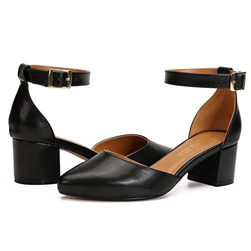 MAIERNISI JESSI Unisex Men's Women's Pumps Ankle Strap D-Orsay Pointed Toe Chunky Heel2
