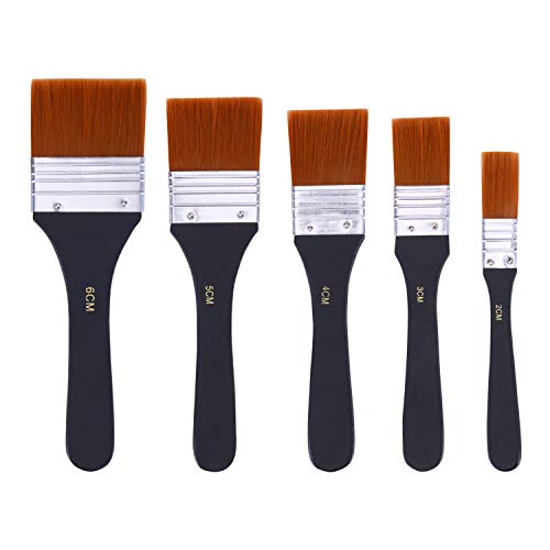 UPOOS Malerpinsel Flachpinsel set, Farbpinsel Ölfarben Bürste Aquarell Ölmalpinsel Pinselset Acrylfarben Lasurpinsel Malerei Lasurpinselsetl 5 Stück