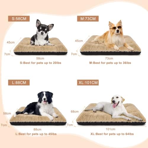 JOEJOY Dog Mat Mattress Washable, Waterproof Plush Calming Dog Bed Medium, Dog Crate Mattress Water Resistant Flat Small Dog Pillow Bed for Medium Dogs, 73x45x7cm.