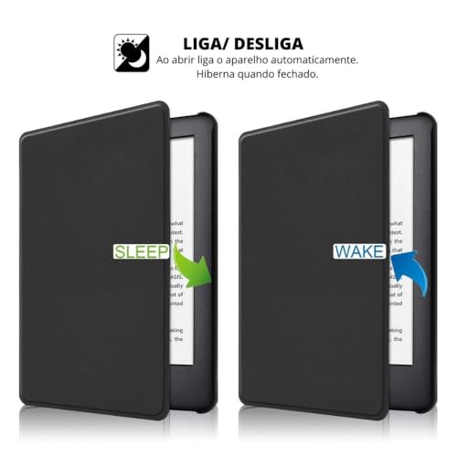 Capa Kindle 11ª Geração 2024 e 2022 (C2V2L3 e RS23CV) - Rígida - Sistema de Hibernação - Fechamento