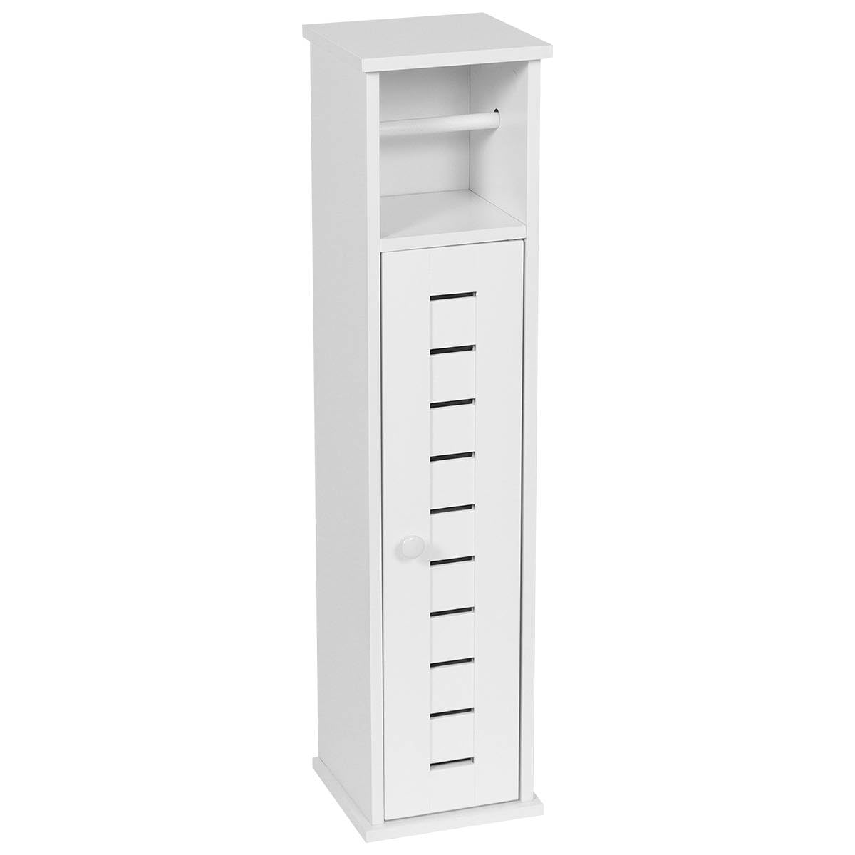 Tendance - Meuble Réserve et Dérouleur Papier WC 1 Porte/​1 Etagère Intérieure - Santorin - Salle de Bain - Meubles Salle de Bain