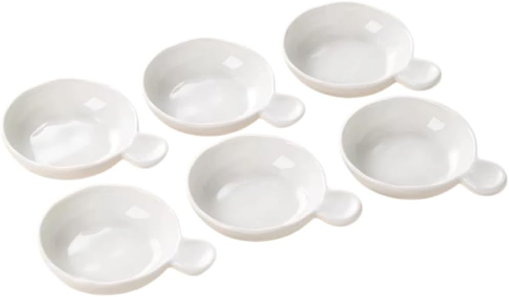 Hand-made Dipping Sauce Plates, Side Dishes Storage Set, Soy Sauce, Vinegar and Cream Seasoning Discs(milky white (6 pieces))
