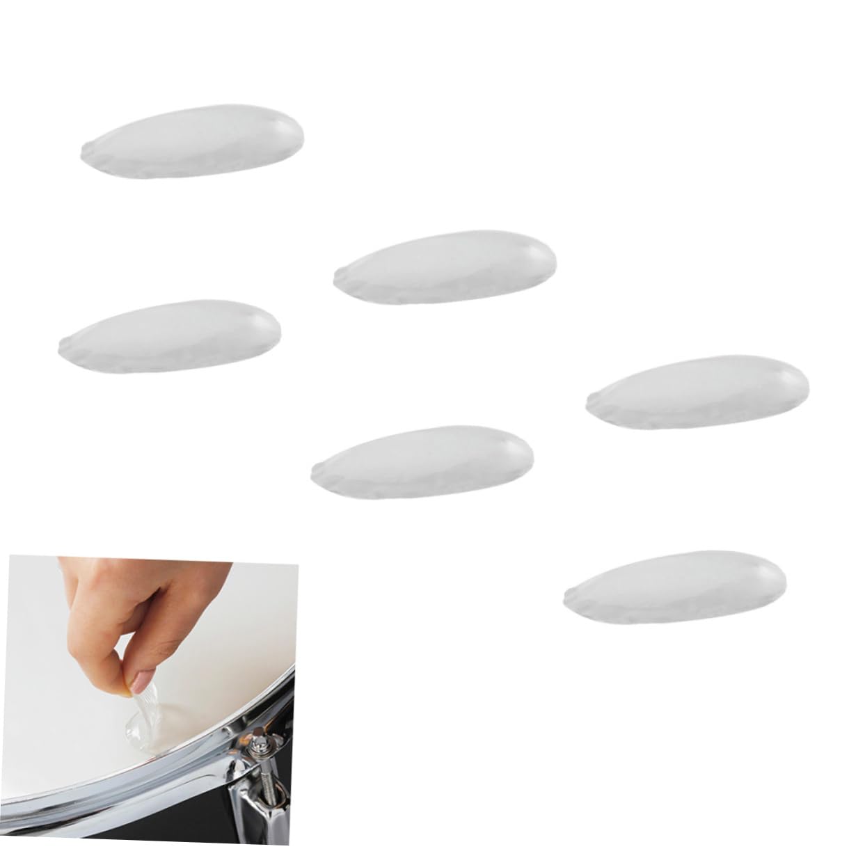 BESTonZON 6 Pack Drum Mute Pads Silicone Drum Dampening Gels Oval Shape Easy to Clean and Adjust