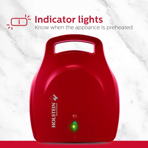 Holstein Housewares Non-Stick 6-Section Multi-Food Maker - Arepas, Mini Pancakes, Corncakes and More, 6-PC, Red/Black