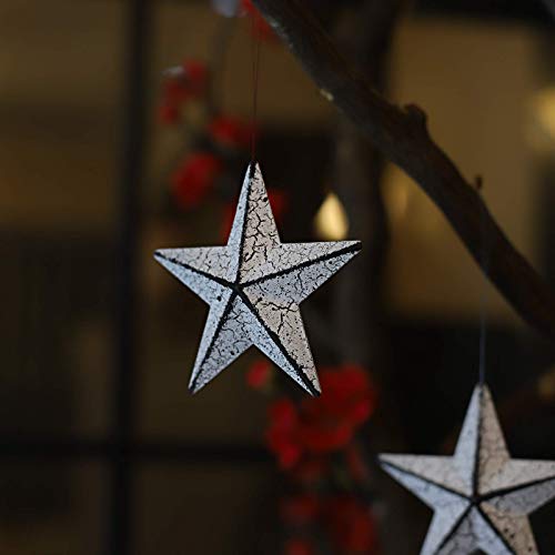 Wkhomedeco Metal Barn Star/Metal Star For Outside Texas Stars Art Rustic Vintage Western Country Home Farmhouse Wall/Door Decor, 4-Inch, Set Of 6. (Crackle White)…… #TOP2