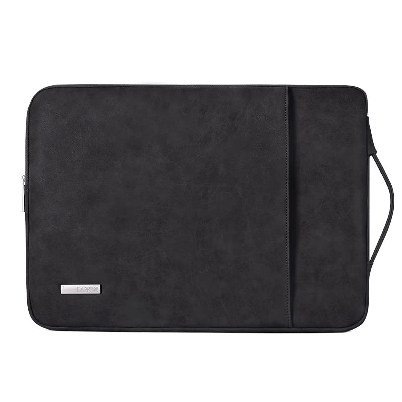 Red Lemon Canvas Artisan Premium Universal Laptop Sleeve 13.3" 13.3 Inch with Handle PU Leather Case Bag Briefcase Water-Resistant Shockproof for MacBook Air Pro Laptop Notebook Tablet (Black)