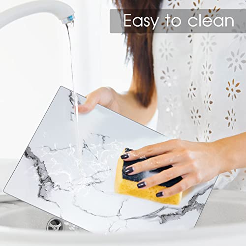 Jambalay Glass Cutting Board ,Tempered Glass Cutting Boards For Kitchen Dishwasher Safe,16 X 12 Inch Set Of 1, Rectangle Board With Rubber Feet,Scratch Resistant, Heat Resistant, Non-Slip,White #TOP2
