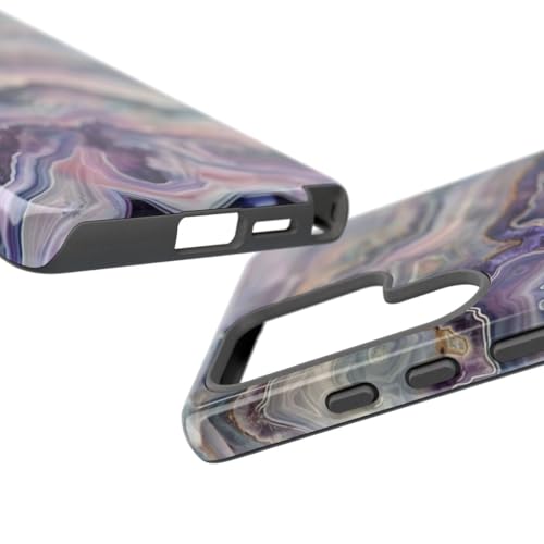 Coque Samsung S25 Ultra violette et bleue rigide brillante motif géode