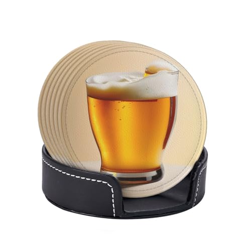Dessous de verre imprimé mousse de bière en polyuréthane - Lot de 6 pour table basse - 7