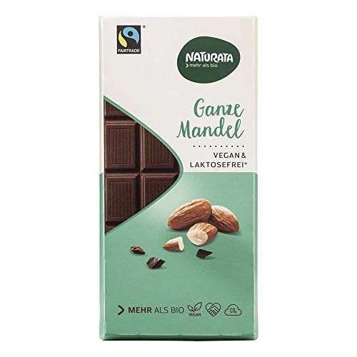Naturata Bio Tafelschokolade Spécial Ganze Mandeln, laktosefrei, vegan, 1er Pack (1 x 100 g)
