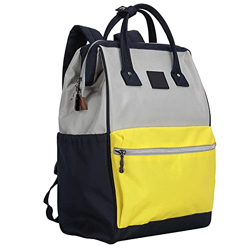 minifinker Mochila Escolar, Mochila Informal Básica Clásica, Bolsa de Gran Capacidad para Madre Y Bebé, para Viajes, Campamentos, para la Escuela, Al Aire Libre, para Mujer(Amarillo grisáceo)