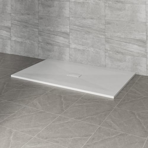 NRG 1700x1000mm SMC Rectangle Shower Tray White Slip-Resistance Bathroom Shower Base Easy to Clean