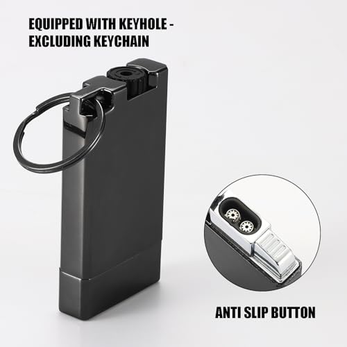 Copmotds Refillable Butane Torch Lighter with Keyhole and Visible Window, 2 Pack Adjustable Pocket Lighter and Perfect for Men, 1-Year Warranty, Great Gift Idea! Without Gas(Grey) by Copmotds - Used condition - Image 2