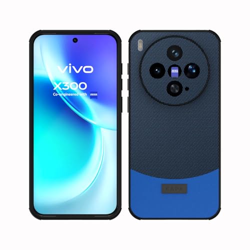 Image of KAPA MatrixWoven Grip Back Cover for Vivo X300 5G | Woven Fabric & Leather Hybrid Camera Protection, Shockproof Slim Bumper Case (Electric Blue)