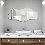 DAOYIJIAJU Irregular Mirror, Asymmetrical Frameless Mirrors, 40'x17.7' Gold Abstract Wall Mirror Decorative, Modern Cloud Shaped Mirrors for Living Room Bathroom Bedroom Hallway Entryway Fireplace