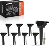 A-Premium Ignition Coil and Iridium Spark Plugs Compatible with Cadillac