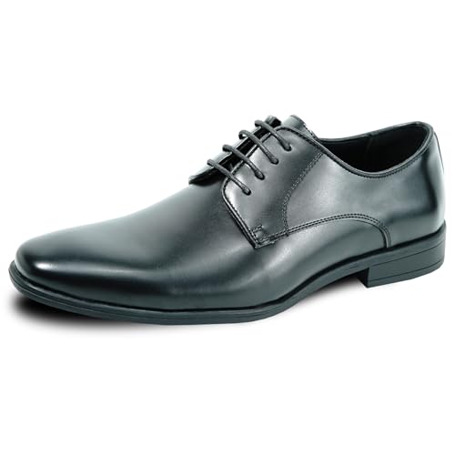 VANGELO Men Dress Shoe Formal Wear Rental Quality Titan-1 Lace Up Oxford Plain Toe for Prom Wedding Medium Width Black Size 7M