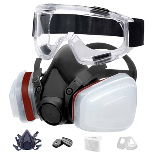 Masque Anti Poussière 18 in 1, Masques Peinture, Réutilisable Avec Filtre Anti Poussière,Masques a Gaz Respiratoire avec Filtre pour...