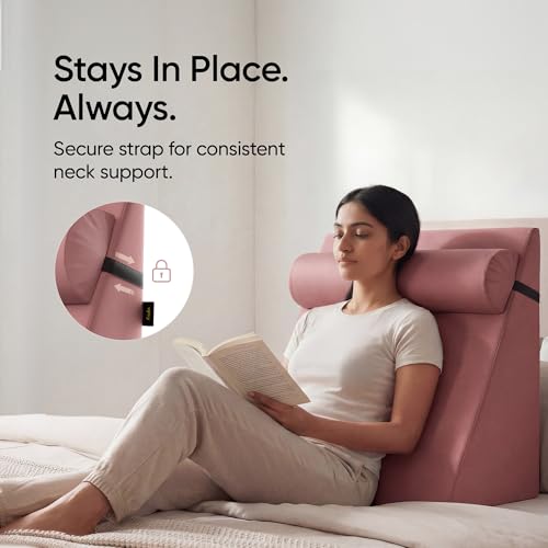 Image of Frido Wedge Neck Rest Pillow | Multipurpose Neck Pillow | Memory Foam Roll with Adjustable Strap | Relieves Neck, Knee & Lumbar Pressure | Compatible with Wedge Plus | Washable Cover, Blush Pink