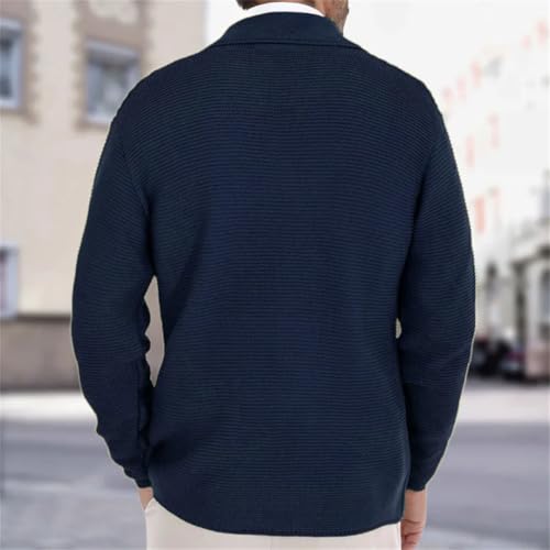 Men's European and American Plus-Size Autumn and Winter Slim-Fit Lapel Double-Breasted Knitted Cardigan Sweater.4