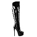 onlymaker Women's Over the Knee Stiletto High Heeled Patent Boots Half side Zippers Buckle Strappy High Heels Booties Black Size 13