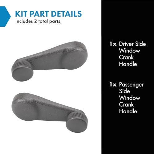 Image of TRQ Driver & Passenger Side Window Crank Handle Set Gray Compatible with 95-05 Chevrolet GMC Isuzu
