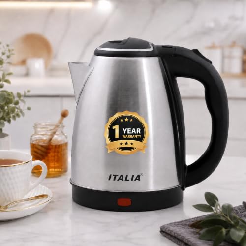Image of Italia 1.8L Electric Kettle | Stainless Steel Body | 1500W Fast Boiling | Auto Cut-Off & Boil-Dry Protection | 360 Swivel Base | Cool Touch Handle | 1 Year Warranty