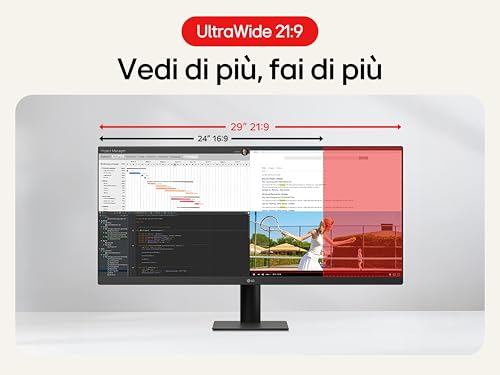 Image of LG UltraWide 29U511A-B.AEU Ultra Large 29 Inch PC Monitor - IPS Panel UWFHD Resolution (2560 x 1080), 5ms GTG 100Hz, sRGB 99% (CIE1931), Tiltable