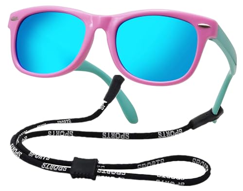 Image of COOLSOME Kids Flexible Polarized Sunglasses for Boys Girls Age 3-10 with Straps