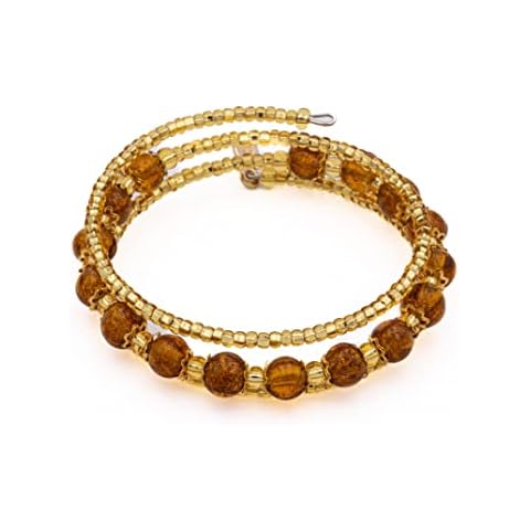 Sospiri Venezia Bracelet Woman 16 Glass Beads Diameter 8 mm Bracelet Original Murano Glass Jewel Gift Idea Made In Italy Certified (Amber) Cover