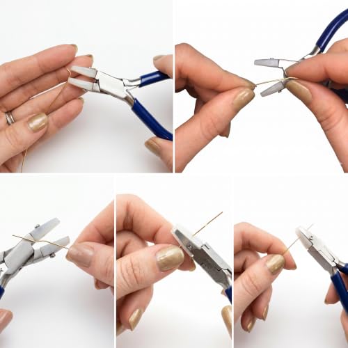 Image of Beadsnfashion Steel Jewellery Making Nylon Jaw Plier - Professional Stainless Steel Jewellery Making Tool with Blue Grips Handle for Straightening Wire and Detailed Craft Work
