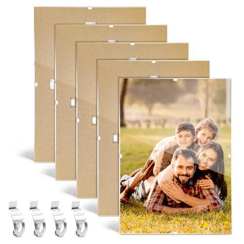 Okoss Rahmenloser Bilderrahmen A4 5 Stück (21x29 7 cm) Moderner Cliprahmen für Fotos Poster & Zertifikate Schlichtes Design für Galerie & Büro (5)