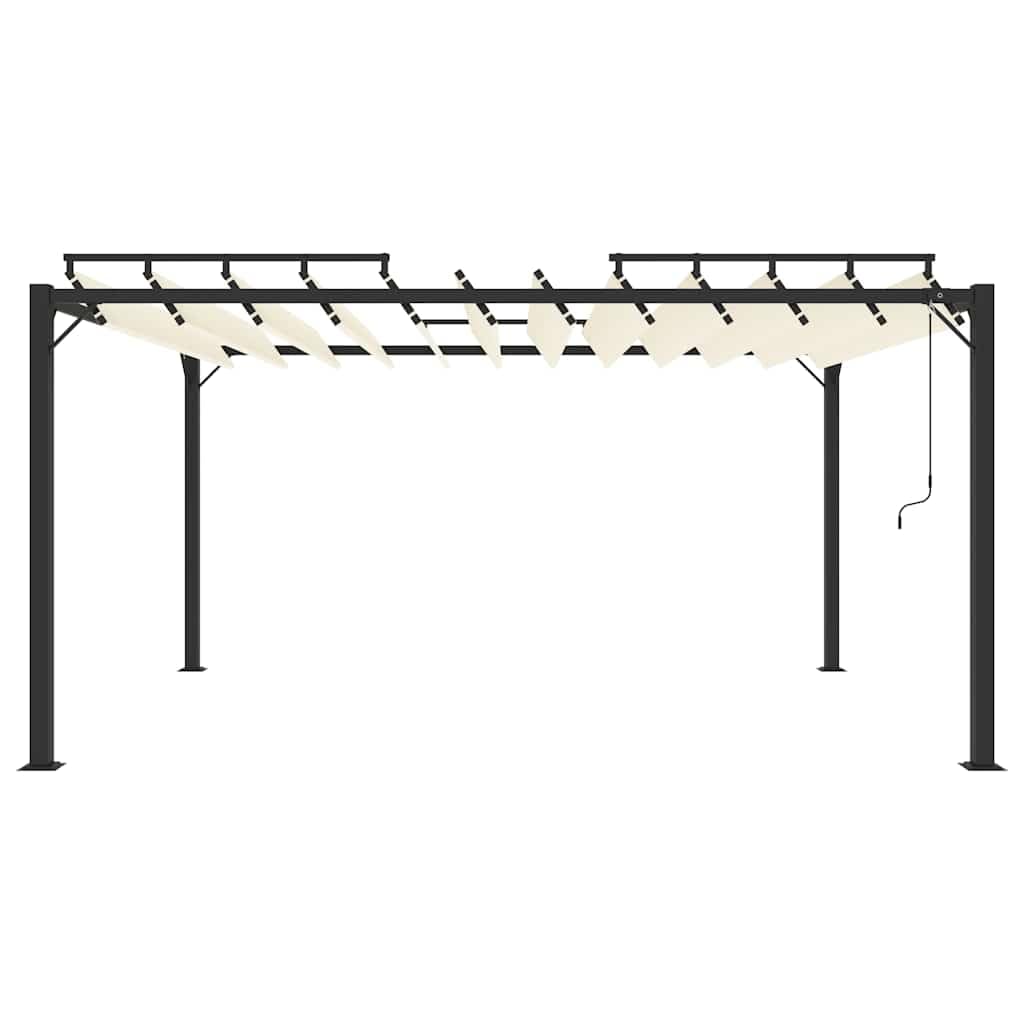 Pergola avec toit à lamelles 3 x 4 m, tissu crème et aluminium