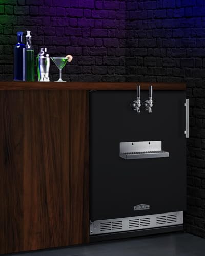 Image of Summit 24 inch Cold Brew Kegerator, Dual Front Taps, No Drill Coffee Dispenser, Black - SBC58BFRTPCFLHD (Left Handed Door Swing)