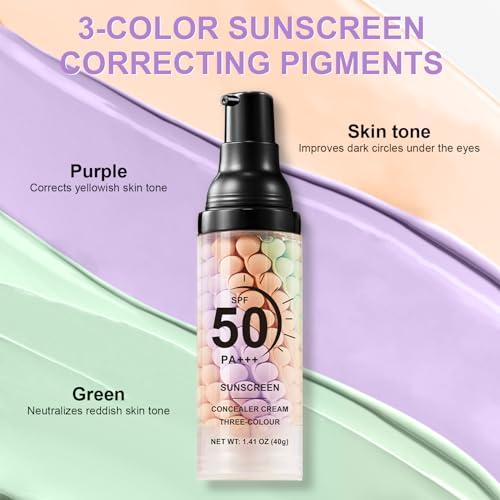 LemonSac 3 In 1 Primer for Face Before Makeup,SPF 50, Sunscreen One Step Color Corrector Face Isolation Cream, Blurs Imperfections Oil Control & Moisturizing Skin Tone Correcting (Purple Pink Green)