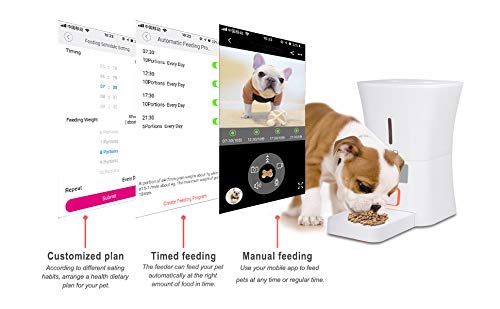 SKYMEE 8L WiFi Pet Feeder Automatic Food Dispenser for Cats & Dogs - 1080P Full HD Pet Camera Treat Dispenser with Night Vision and 2-Way Audio, Wi-Fi Enabled App for iPhone and Android