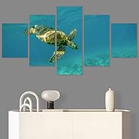 SIGNWIN 5 Panel Canvas Wall Art Group Jellyfish Marine Life Multicolor Photography Realism Tropical Ultra Whimsical for Home Decorations Ready to Hang - 60