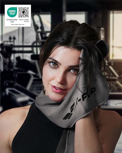Fit-Flip Kühlendes Handtuch - Ice Cooling Towel und mikrofaser Kühltuch – kühlende Handtücher für Nacken und Hals - Airflip cool Towel für Fitness und Sport - Kühlhandtuch (grau, 100x30cm)