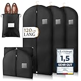Bruce.® 3 x Premium Kleidersack inkl. Schuhbeutel I 120 x 60 cm I Optimierte Materialstärke von 120 GSM I Hochwertige Kleiderhülle für Anzug und Kleid I Atmungsaktive Anzugtasche für Reisen